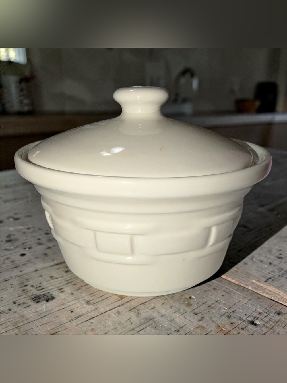 Longaberger Ivory Ceramic Lidded Small Serving Bowl